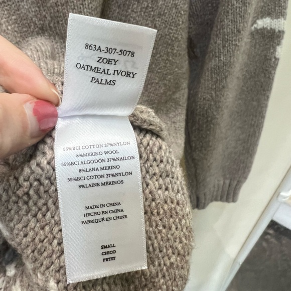 Rails Zoey Palm Tree Sweater in Oatmeal and Ivory - Picture 9 of 10